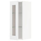 METOD wall cabinet w shelves/glass door, white/Axstad matt white, 30x80 cm