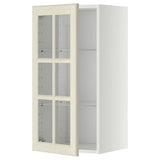 METOD wall cabinet w shelves/glass door, white/Bodbyn off-white, 40x80 cm
