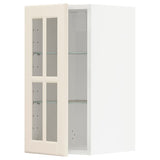 METOD wall cabinet w shelves/glass door, white/Bodbyn off-white, 30x60 cm