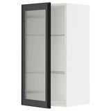 METOD wall cabinet w shelves/glass door, white/Hejsta anthracite reeded glass, 40x80 cm