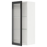 METOD wall cabinet w shelves/glass door, white/Hejsta anthracite reeded glass, 40x100 cm