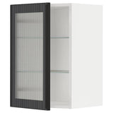 METOD wall cabinet w shelves/glass door, white/Hejsta anthracite reeded glass, 40x60 cm