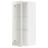 METOD wall cabinet w shelves/glass door, white/Hejsta white clear glass, 40x100 cm