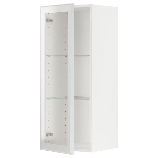 Ikea METOD - Wall cabinet w shelves/glass door, white/Hejsta white clear glass, 40x100 cm