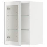 METOD wall cabinet w shelves/glass door, white/Hejsta white clear glass, 40x60 cm