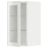 METOD wall cabinet w shelves/glass door, white/Hejsta white clear glass, 30x60 cm