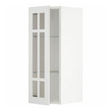 METOD wall cabinet w shelves/glass door, white/Stensund white, 30x80 cm