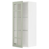 METOD wall cabinet w shelves/glass door, white/Stensund light green, 40x100 cm