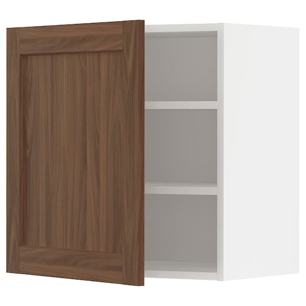 Ikea METOD - Wall cabinet with shelves, white Enköping/brown walnut effect, 60x60 cm