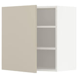 METOD wall cabinet with shelves, white/Havstorp beige, 60x60 cm