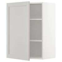 METOD wall cabinet with shelves, white/Lerhyttan light grey, 60x80 cm