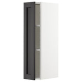 METOD wall cabinet with shelves, white/Lerhyttan black stained, 20x80 cm