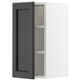 METOD wall cabinet with shelves, white/Lerhyttan black stained, 30x60 cm
