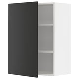 METOD wall cabinet with shelves, white/Nickebo matt anthracite, 60x80 cm