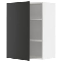 METOD wall cabinet with shelves, white/Nickebo matt anthracite, 60x80 cm