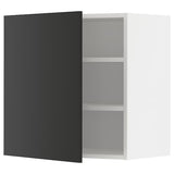 METOD wall cabinet with shelves, white/Nickebo matt anthracite, 60x60 cm