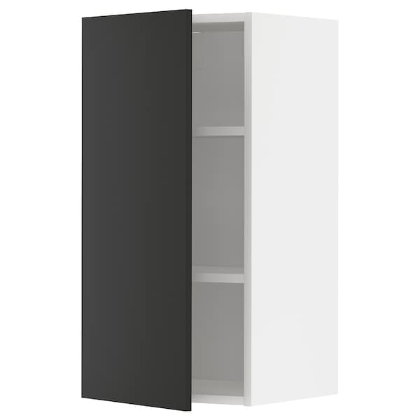 Ikea METOD - Wall cabinet with shelves, white/Nickebo matt anthracite, 40x80 cm