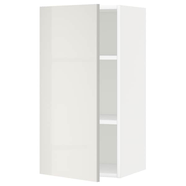 Ikea METOD - Wall cabinet with shelves, white/Ringhult light grey, 40x80 cm