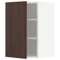 METOD wall cabinet with shelves, white/Sinarp brown, 40x60 cm