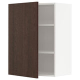 METOD wall cabinet with shelves, white/Sinarp brown, 60x80 cm