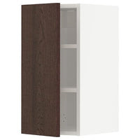 METOD wall cabinet with shelves, white/Sinarp brown, 30x60 cm