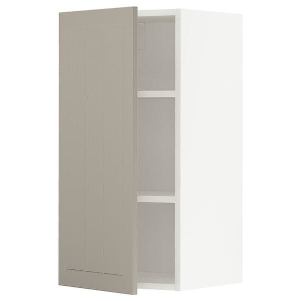METOD - Wall cabinet with shelves, white/Stensund beige, 40x80 cm - best price from Maltashopper.com 49460825
