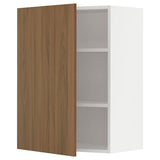 METOD wall cabinet with shelves, white/Tistorp brown walnut effect, 60x80 cm