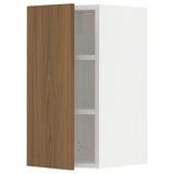 METOD wall cabinet with shelves, white/Tistorp brown walnut effect, 30x60 cm