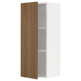 METOD wall cabinet with shelves, white/Tistorp brown walnut effect, 40x100 cm
