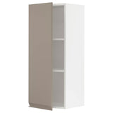 METOD wall cabinet with shelves, white/Upplöv matt dark beige, 40x100 cm