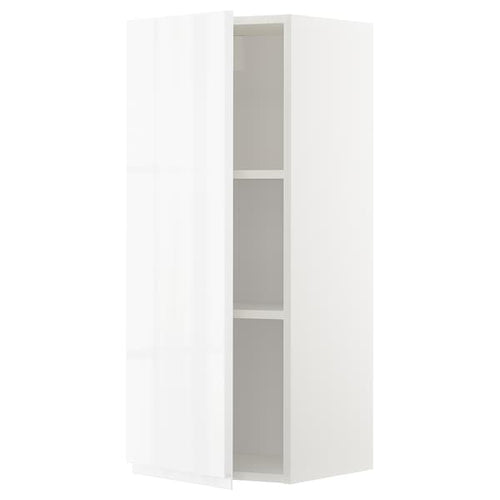 METOD - Wall cabinet with shelves, white/Voxtorp high-gloss/white, 40x100 cm