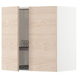 METOD wall cabinet w dish drainer/2 doors, white/Askersund light ash effect, 60x60 cm
