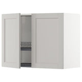 METOD wall cabinet w dish drainer/2 doors, white/Lerhyttan light grey, 80x60 cm