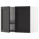 METOD wall cabinet w dish drainer/2 doors, white/Lerhyttan black stained, 80x60 cm