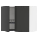 METOD wall cabinet w dish drainer/2 doors, white/Nickebo matt anthracite, 80x60 cm