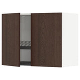 METOD wall cabinet w dish drainer/2 doors, white/Sinarp brown, 80x60 cm