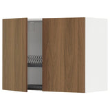 METOD wall cabinet w dish drainer/2 doors, white/Tistorp brown walnut effect, 80x60 cm