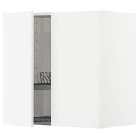 METOD wall cabinet w dish drainer/2 doors, white/Veddinge white, 60x60 cm