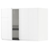 METOD wall cabinet w dish drainer/2 doors, white/Voxtorp high-gloss/white, 80x60 cm