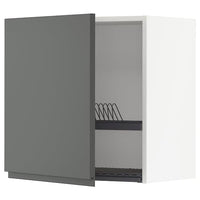 METOD wall cabinet with dish drainer, white/Voxtorp dark grey, 60x60 cm