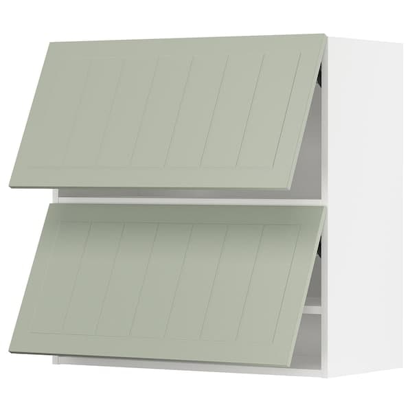 Ikea METOD - Wall cab horizo 2 doors w push-open, white/Stensund light green, 80x80 cm