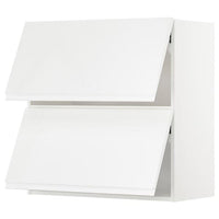 METOD wall cab horizo 2 doors w push-open, white/Voxtorp high-gloss/white, 80x80 cm