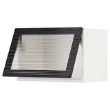 METOD wall cab horiz gls door w push-open, white/Hejsta anthracite reeded glass, 60x40 cm