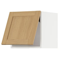 METOD wall cabinet horizontal w push-open, white/Forsbacka oak, 40x40 cm
