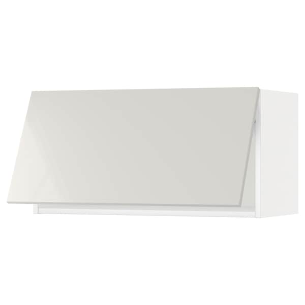 Ikea METOD - Wall cabinet horizontal w push-open, white/Ringhult light grey, 80x40 cm