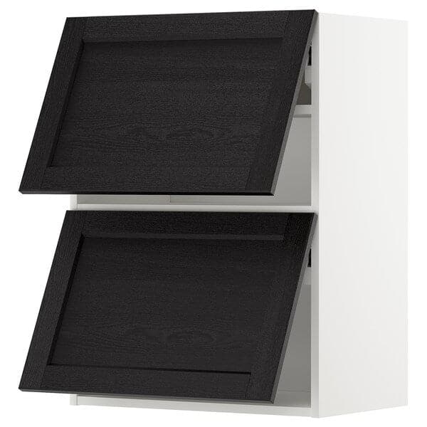 Ikea METOD - Wall cabinet horizontal w 2 doors, white/Lerhyttan black stained , 60x80 cm