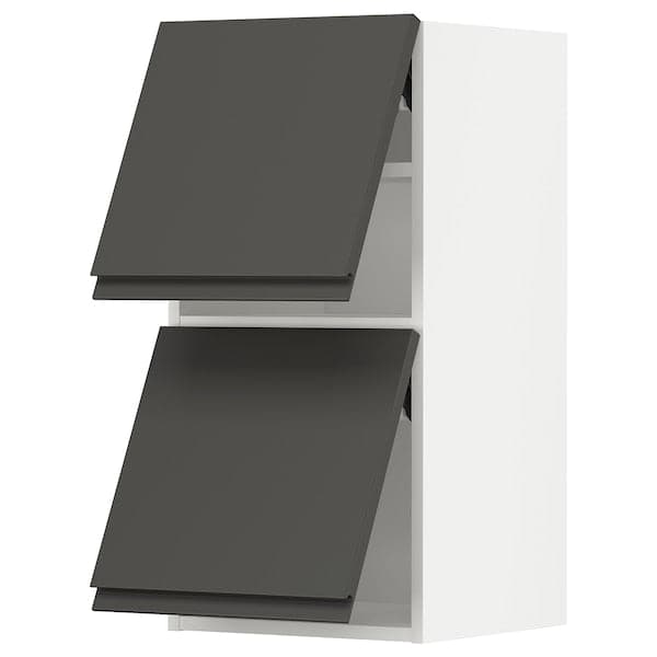 Ikea METOD - Wall cabinet horizontal w 2 doors, white/Voxtorp dark grey , 40x80 cm