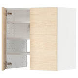 METOD wall cb f extr hood w shlf/door, white/Askersund light ash effect, 60x60 cm
