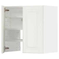 METOD wall cb f extr hood w shlf/door, white/Bodbyn off-white, 60x60 cm