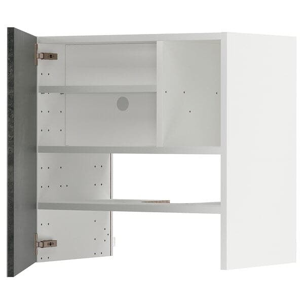 Ikea METOD - Hood wall unit with shelf/door, white/Kalhyttan dark grey concrete effect, ,